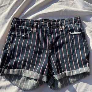 Universal Thread Navy and Red Striped Jean Shorts